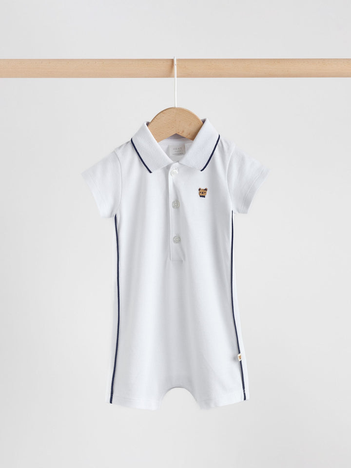 Navy/White Smart Collar Baby Rompers 2 Pack