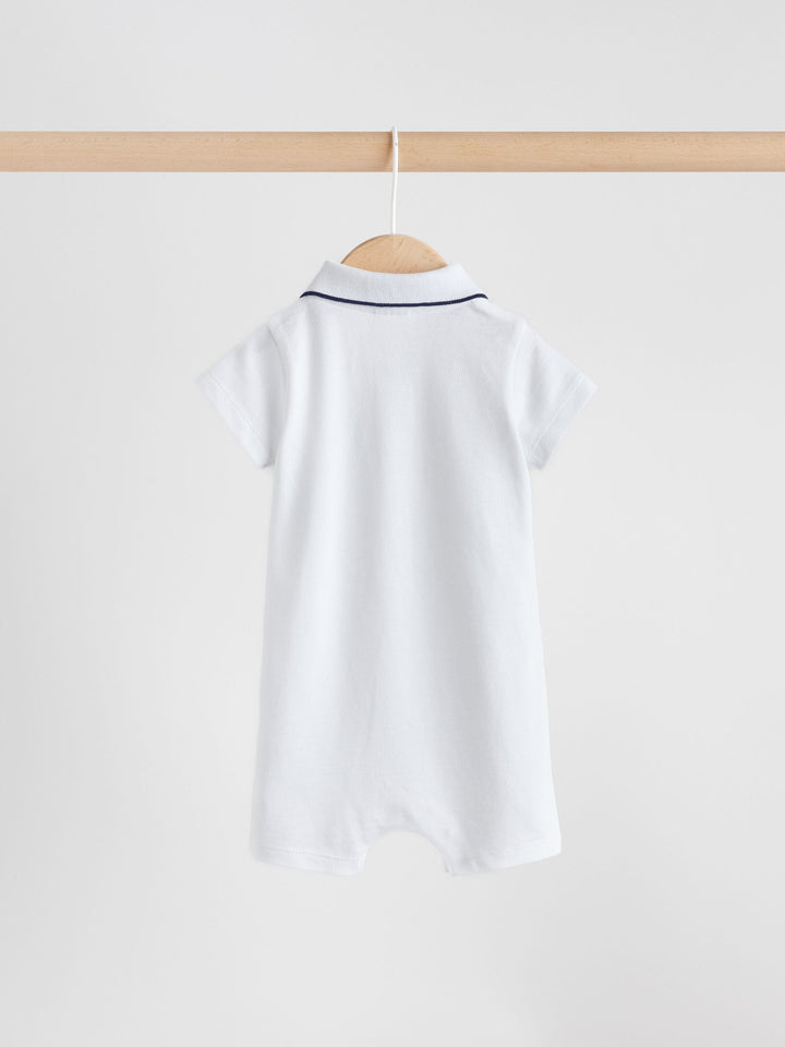 Navy/White Smart Collar Baby Rompers 2 Pack