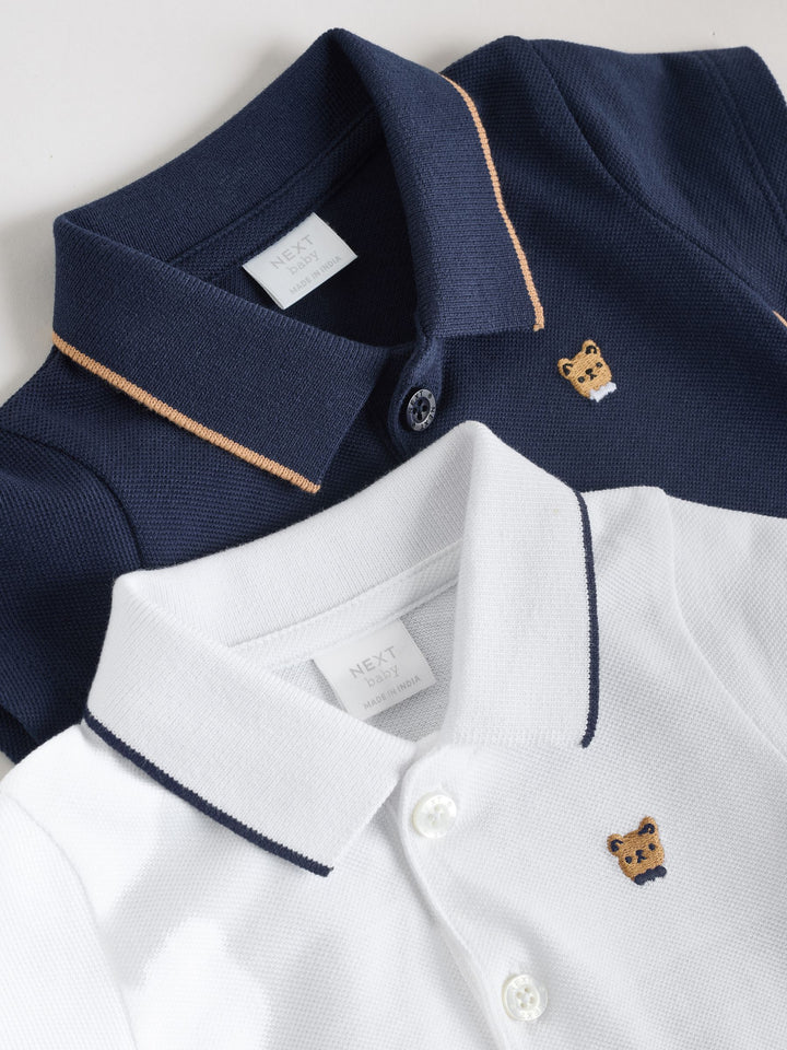 Navy/White Smart Collar Baby Rompers 2 Pack