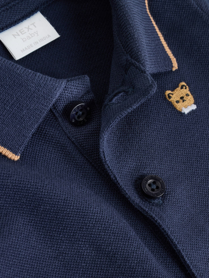 Navy/White Smart Collar Baby Rompers 2 Pack