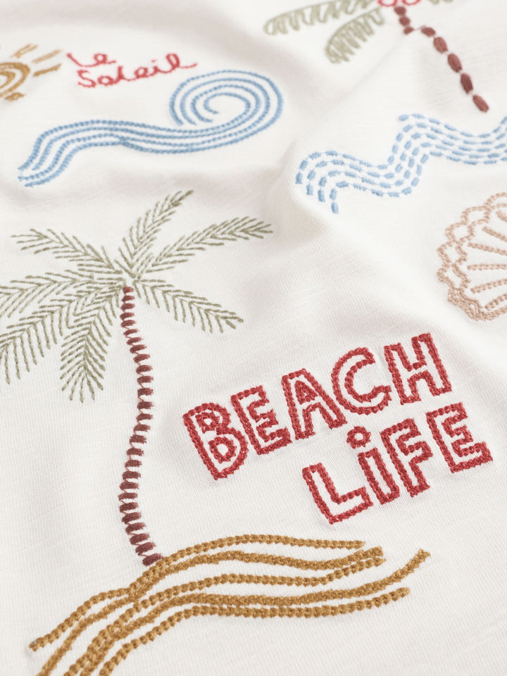 Neutral Beach Palms Short Sleeve Appliqué T-Shirt (3mths-7yrs)