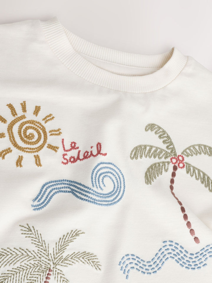 Neutral Beach Palms Short Sleeve Appliqué T-Shirt (3mths-7yrs)