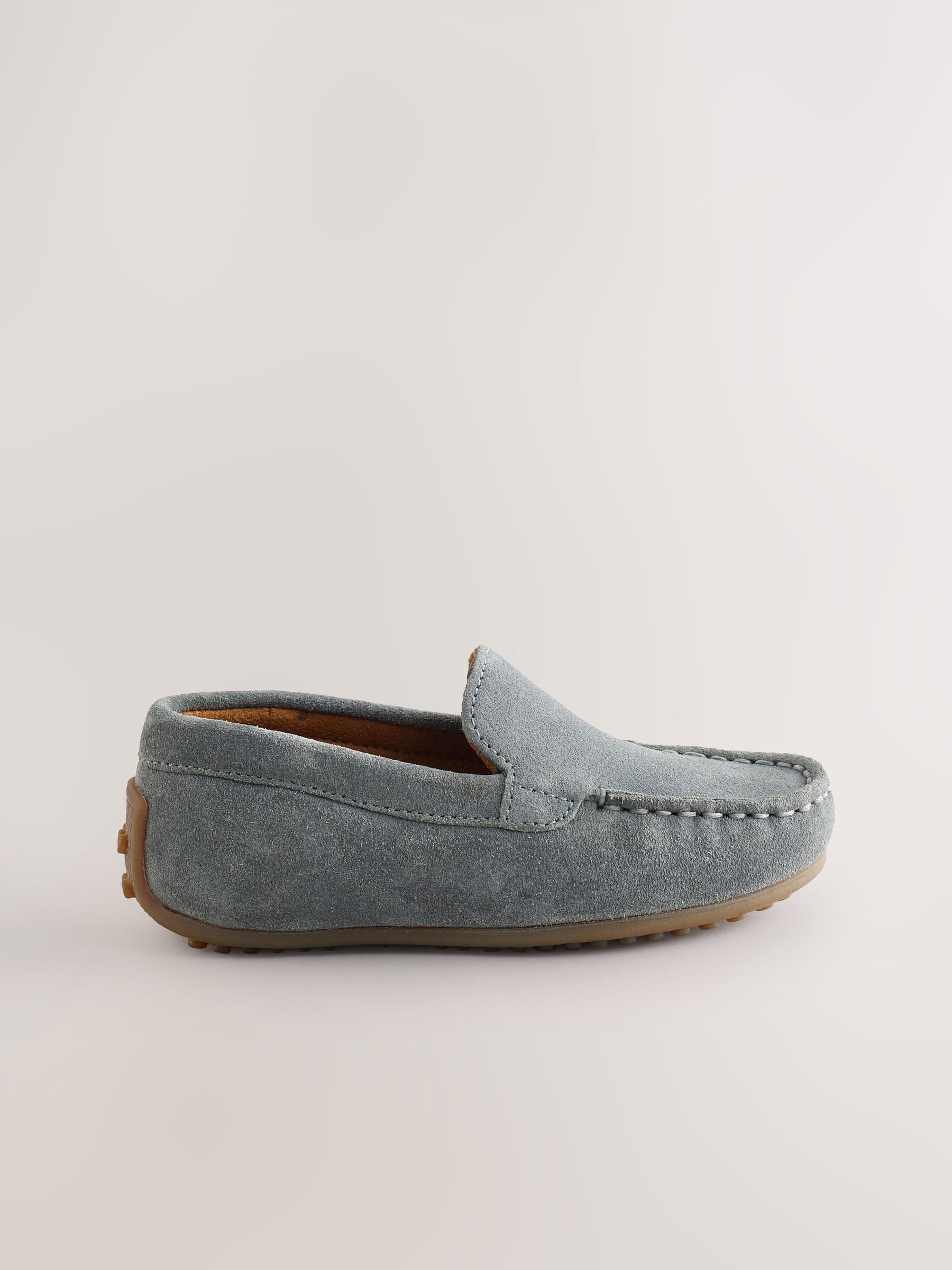 Blue Standard Fit (F) Suede Slip-Ons Loafer Shoes