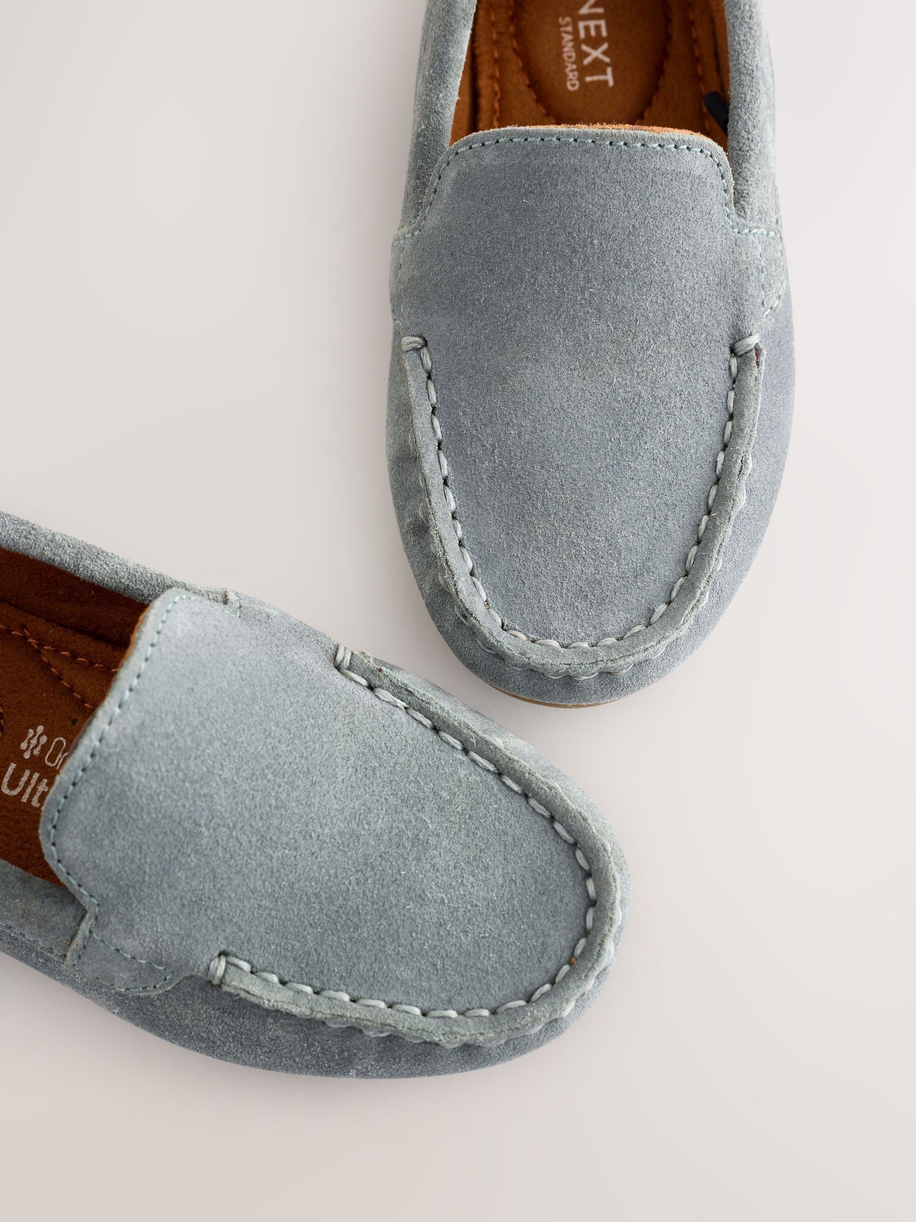 Blue Standard Fit (F) Suede Slip-Ons Loafer Shoes