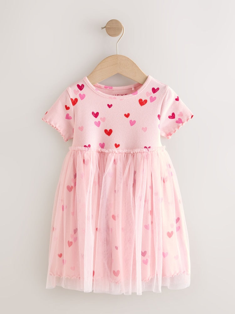 Pink Hearts Mesh Skirt Dress (3mths-7yrs) - Image 4 of 7