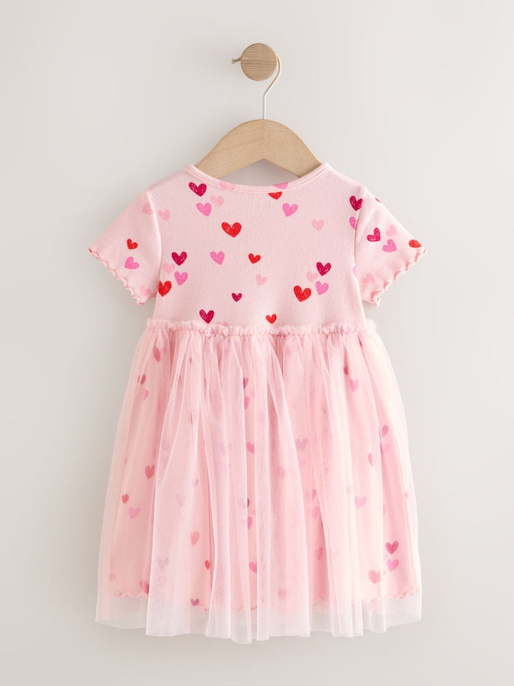 Pink Hearts Mesh Skirt Dress (3mths-7yrs) - Image 5 of 7