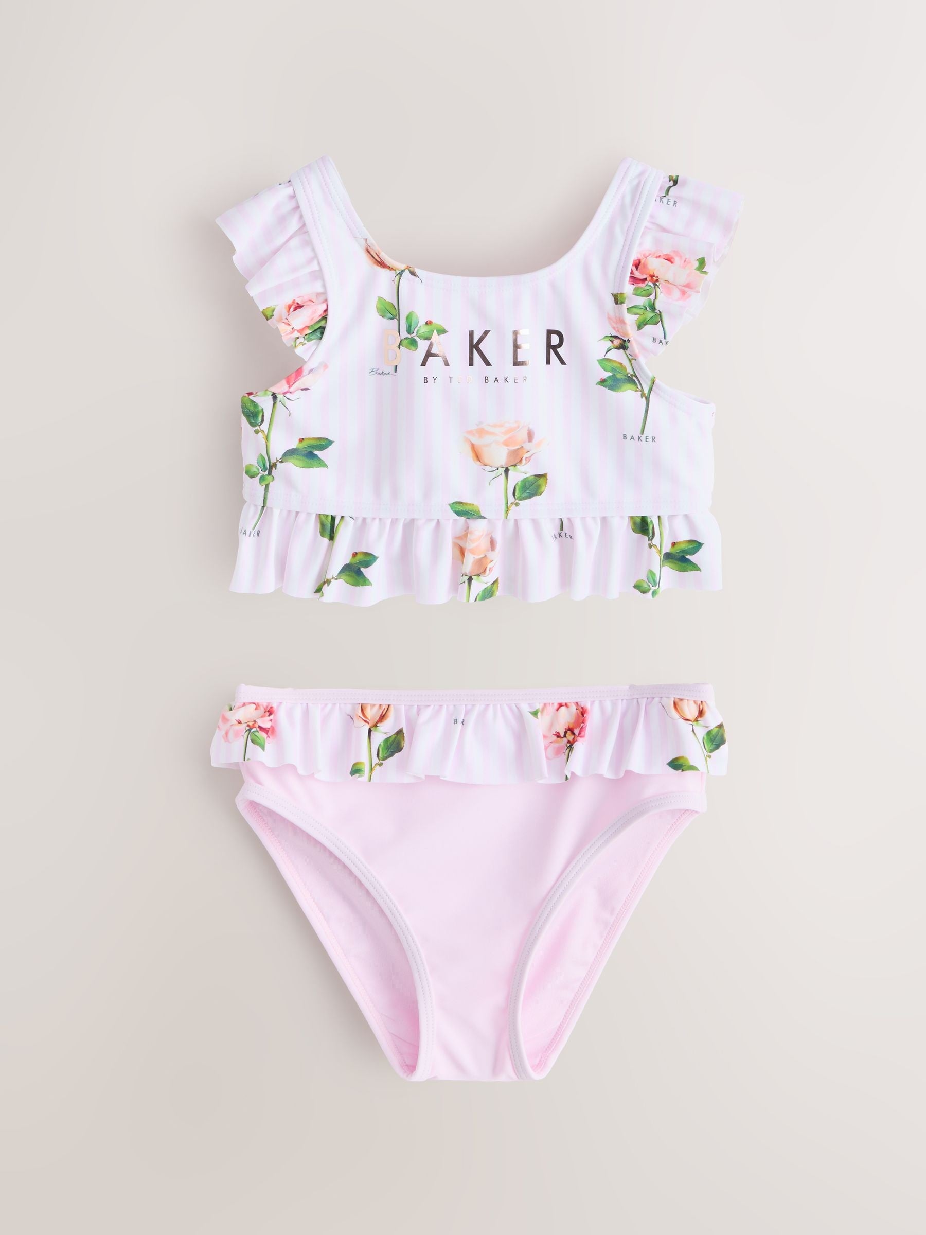 Baker by Ted Baker 2 Piece Frill Stripe Tonal Bikini