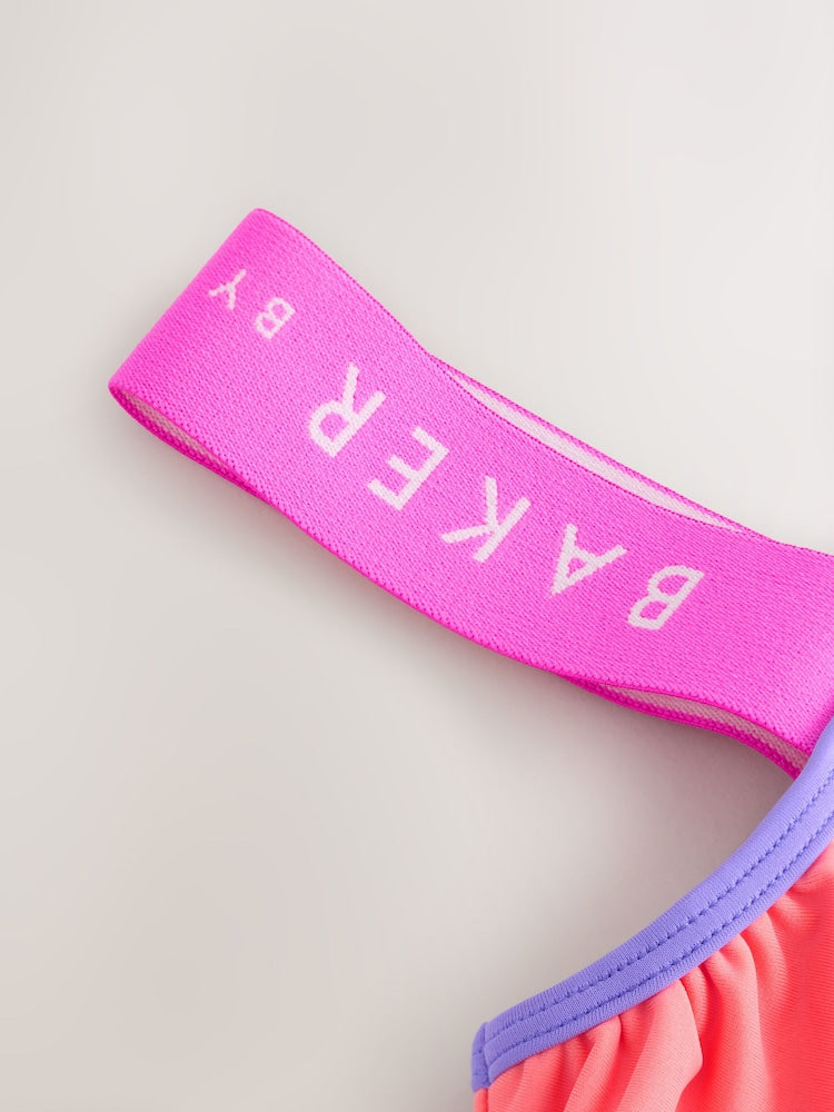 Baker by Ted Baker 2 Piece One Shoulder Contrast Frill Bikini