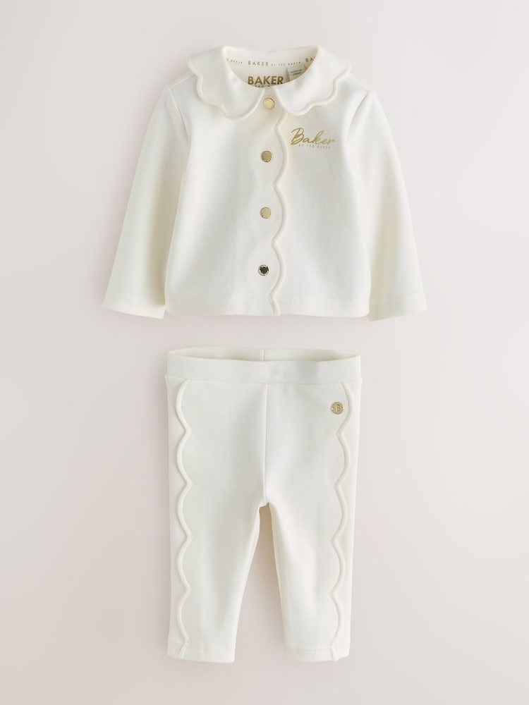 Baker by Ted Baker 2 Piece Scallop Edge Jacket & Leggings Ponte Set