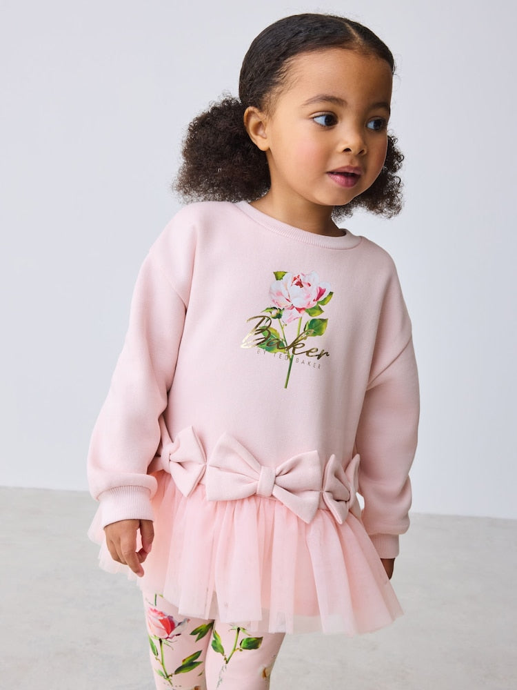 Baker by Ted Baker 2 Piece Bow Mesh Hem Sweat Top & Leggings Set