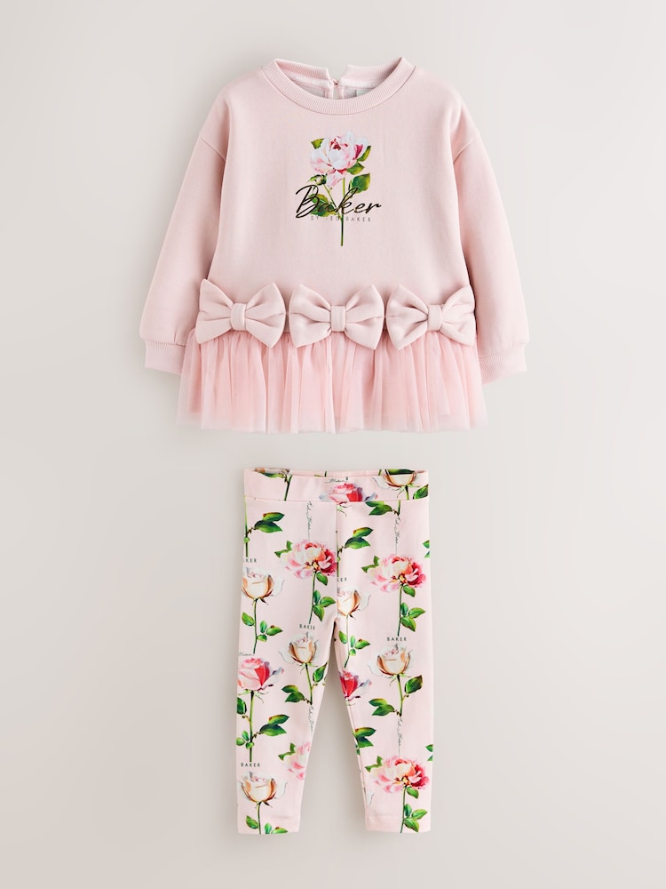 Baker by Ted Baker 2 Piece Bow Mesh Hem Sweat Top & Leggings Set