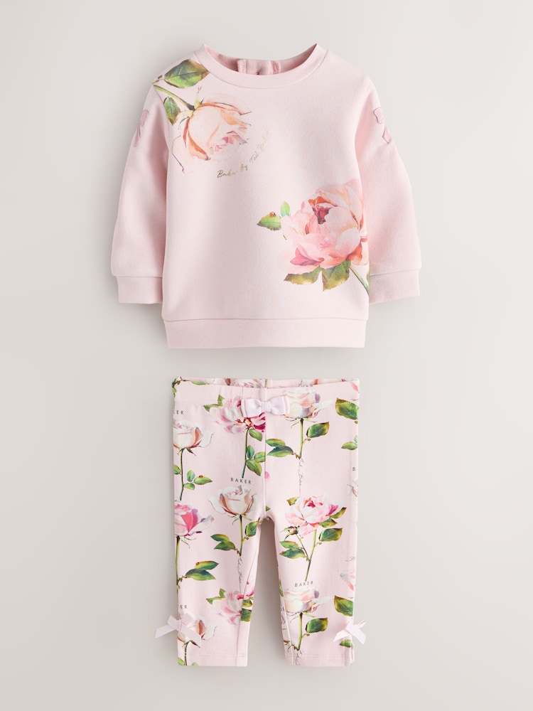 Baker by Ted Baker 2 Piece Floral Placement Sweat Top & Leggings Set