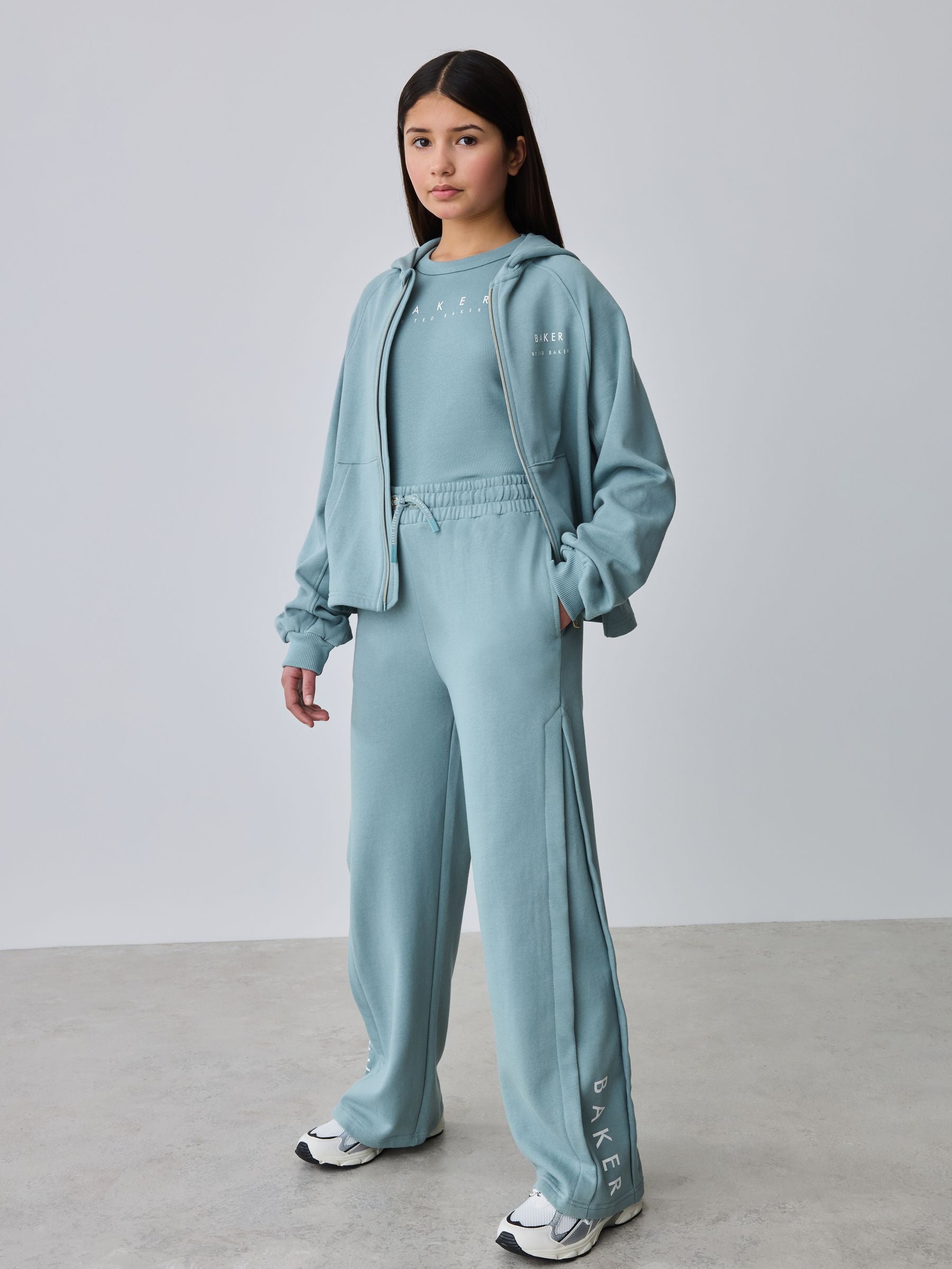 Baker by Ted Baker 3 Piece Blue Vest Hoodie & Wide Leg Joggers Set