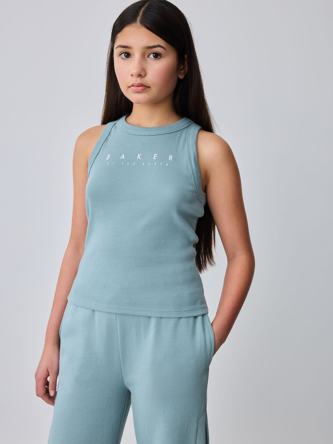 Baker by Ted Baker 3 Piece Blue Vest Hoodie & Wide Leg Joggers Set