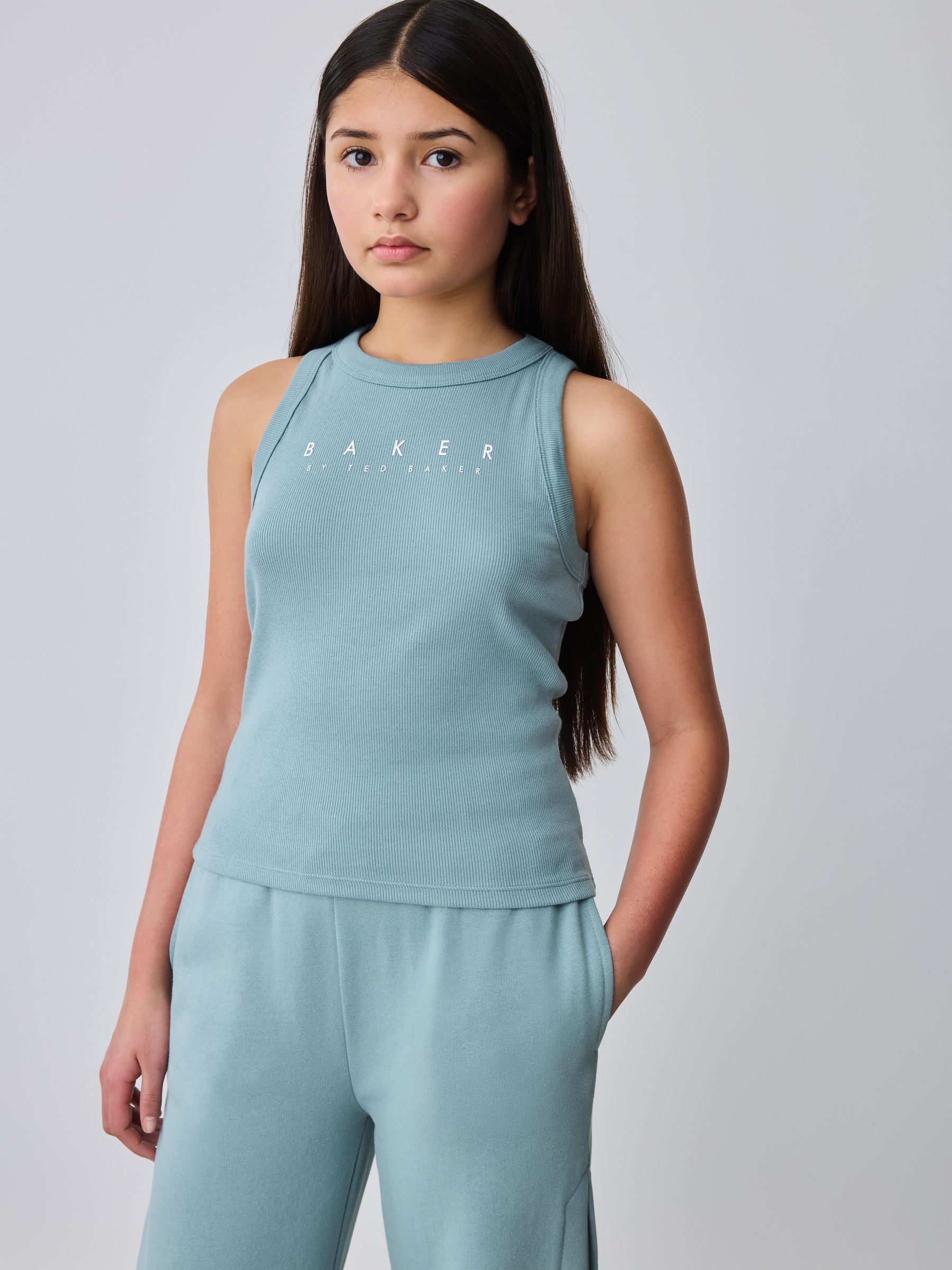 Baker by Ted Baker 3 Piece Blue Vest Hoodie & Wide Leg Joggers Set