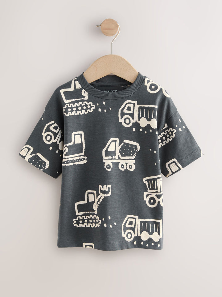 Black/White Digger Short Sleeve All-Over Print T-Shirt (3 Month-7 Years) (3mths-7yrs)