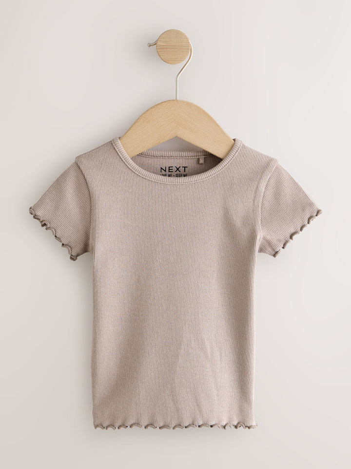 Pink Ribbed Short Sleeve Tops 5 Pack (3mths-7yrs)