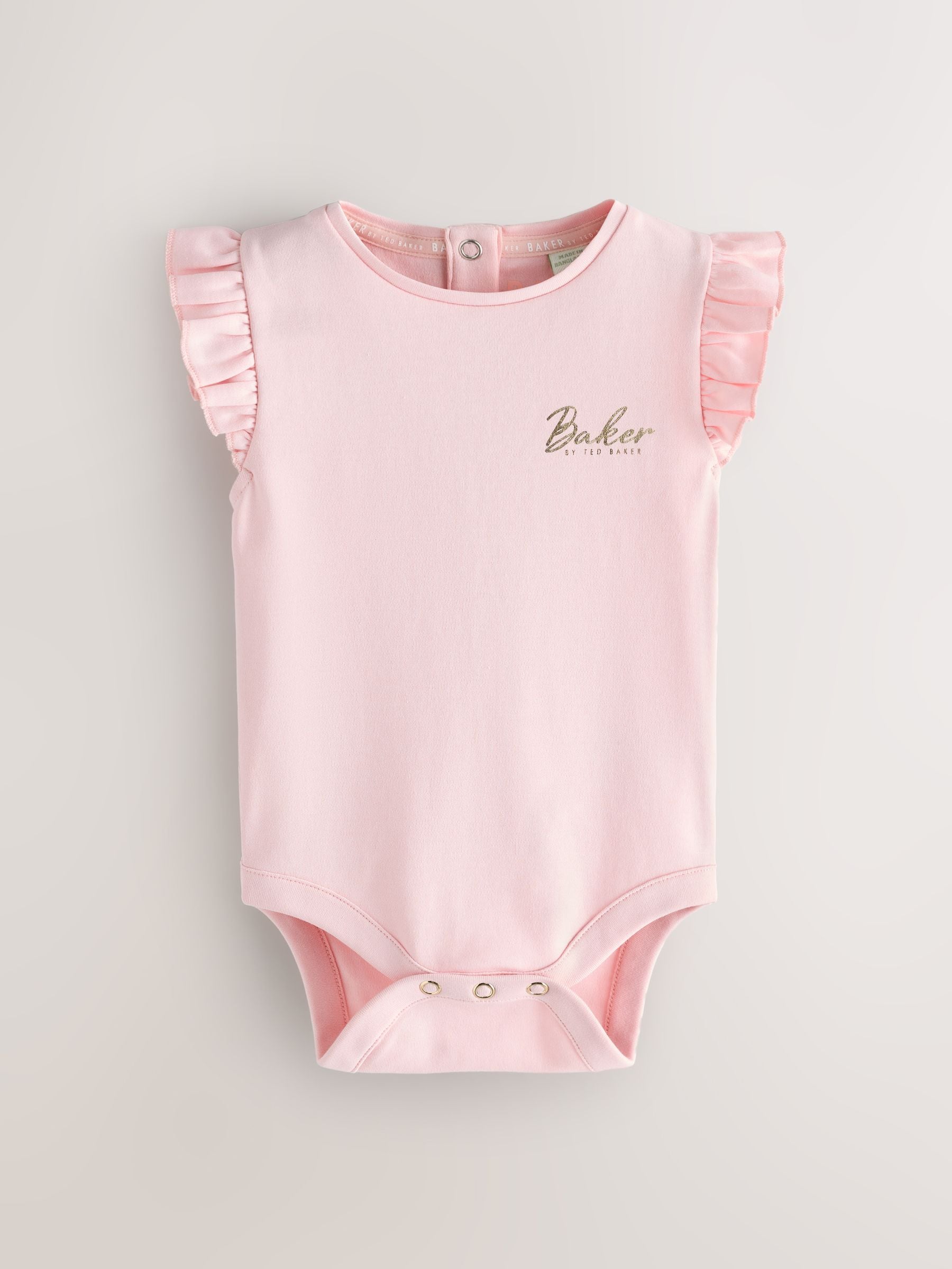 Baker by Ted Baker 2 Pack White/Pink Frill Bodysuits