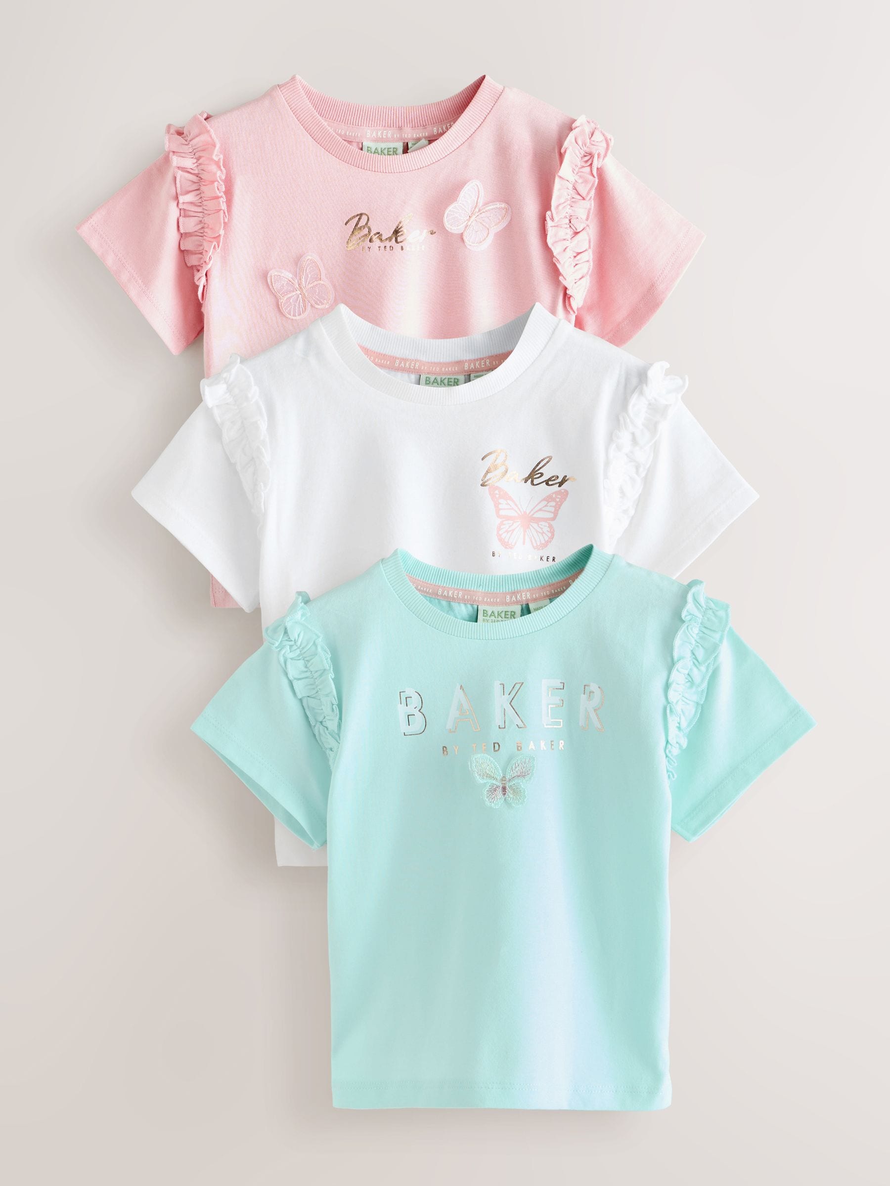 Baker by Ted Baker Frill 3D Butterfly T-Shirts 3 Pack