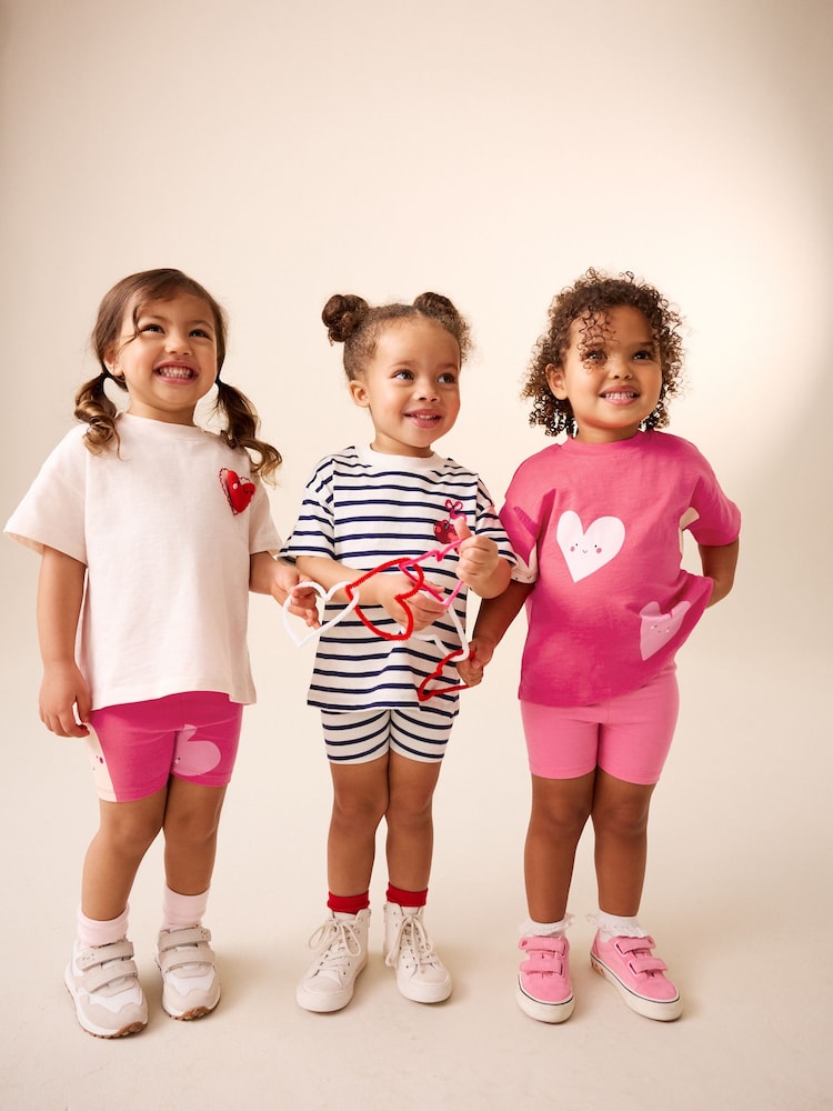 Red Hearts Cycle Shorts 3 Pack (3mths-7yrs) - Image 1 of 8