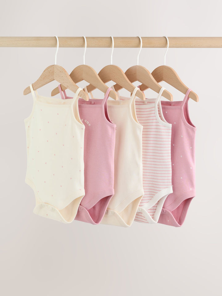 Pink Vest Baby Bodysuits 5 Pack