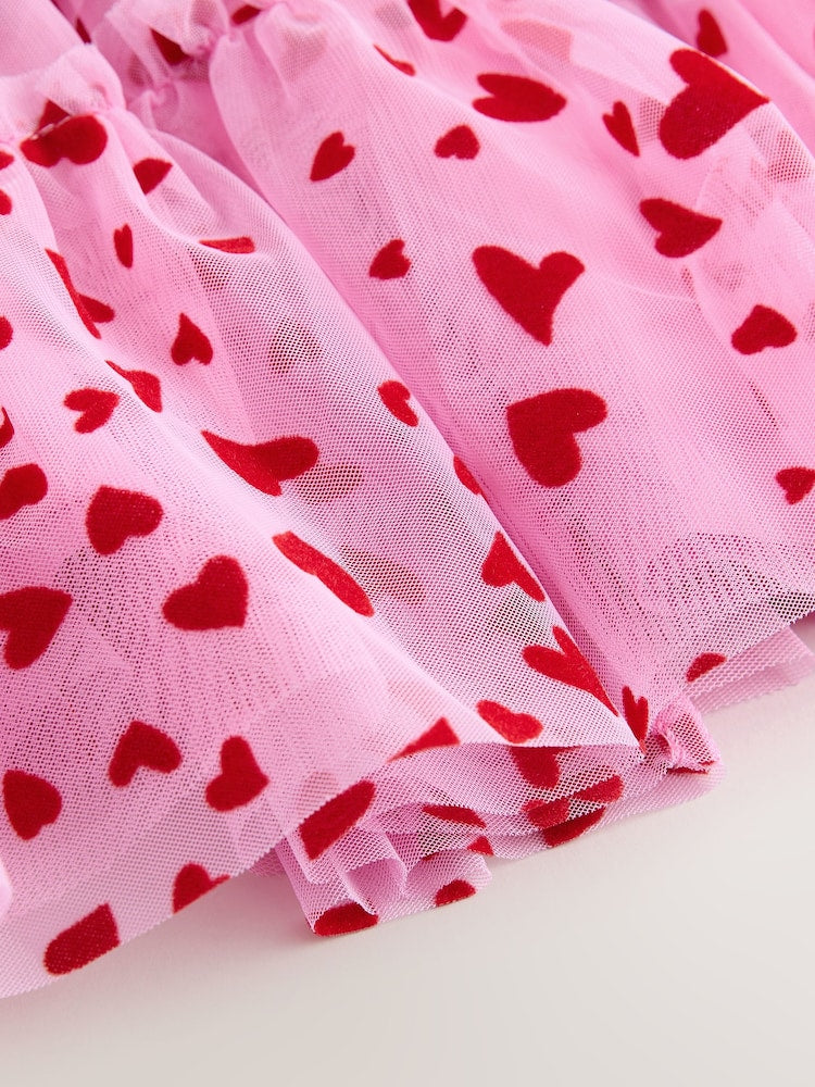 Pink/Red Heart Pull On Mesh Skirt (3-16yrs) - Image 7 of 8