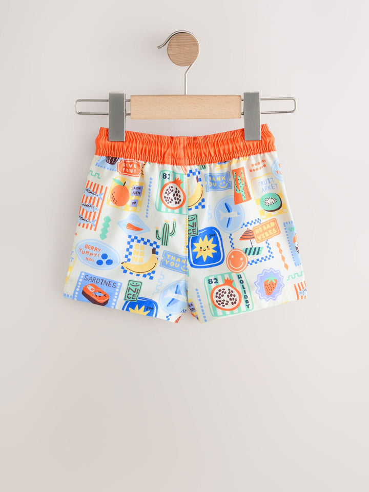 Orange/White Printed Swim Shorts 2 Pack (3mths-7yrs)