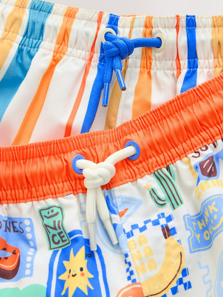 Orange/White Printed Swim Shorts 2 Pack (3mths-7yrs)