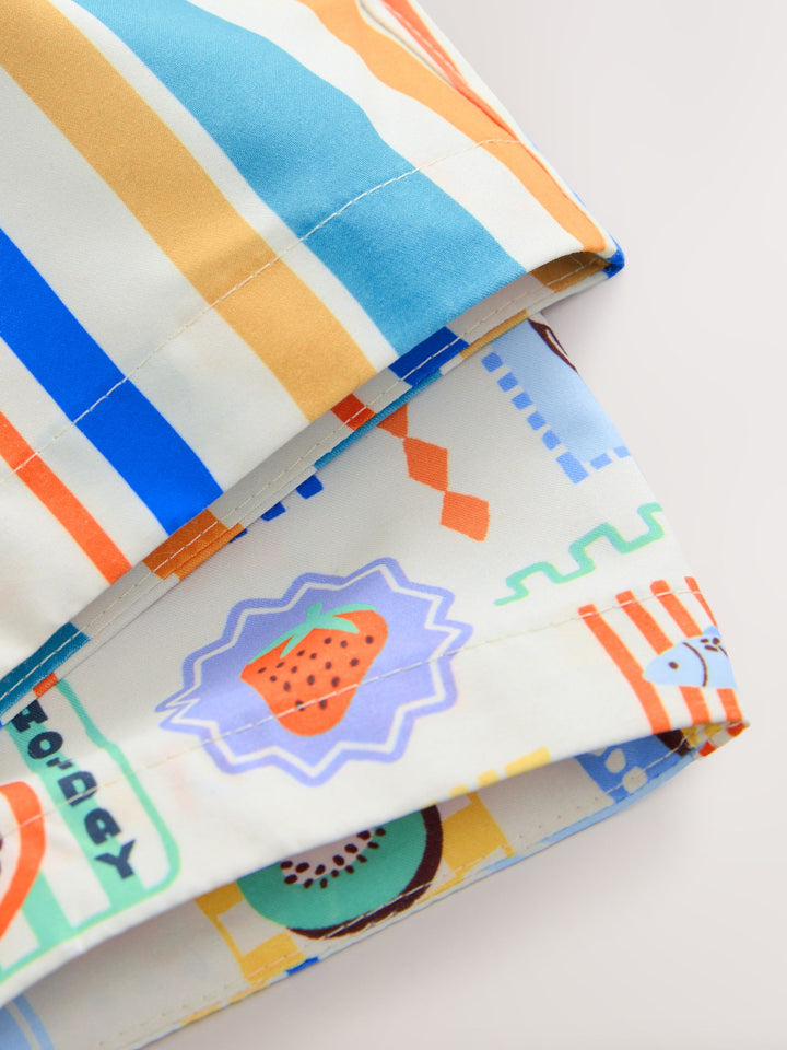 Orange/White Printed Swim Shorts 2 Pack (3mths-7yrs)