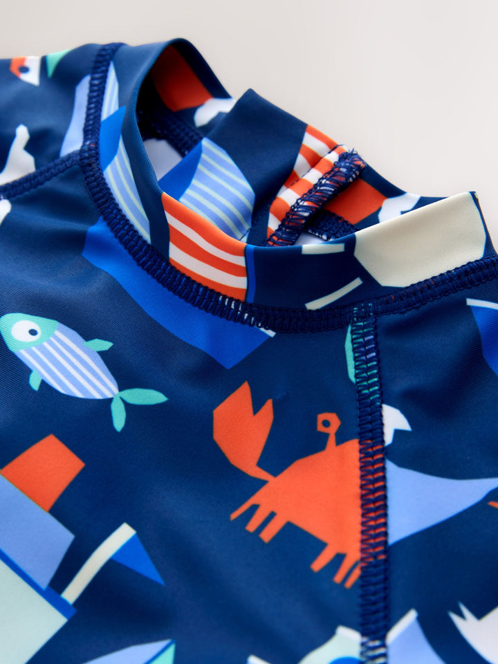 Navy Nautical Sunsafe All-In-One Swimsuit (3mths-7yrs)