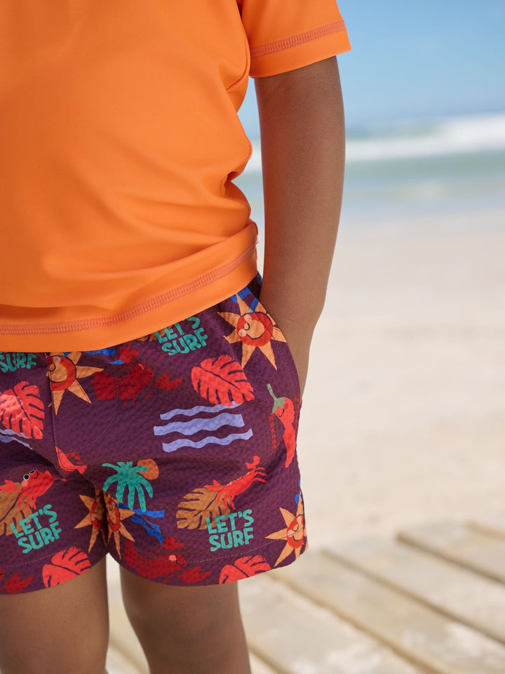 Orange Short Sleeve Sunsafe Rash Vest and Swim Shorts Set (3mths-7yrs)