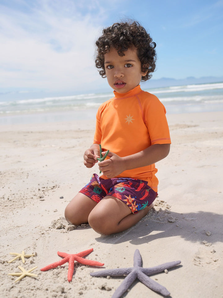 Orange Short Sleeve Sunsafe Rash Vest and Swim Shorts Set (3mths-7yrs)