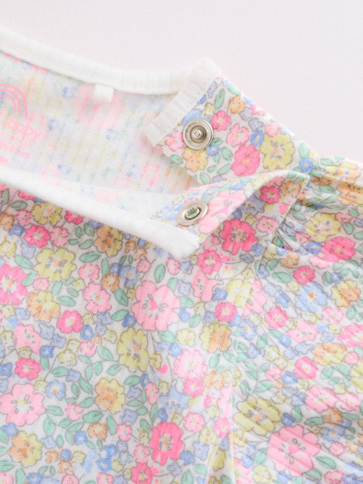 Pink/Yellow Short Sleeve Baby Bodysuits 5 Pack