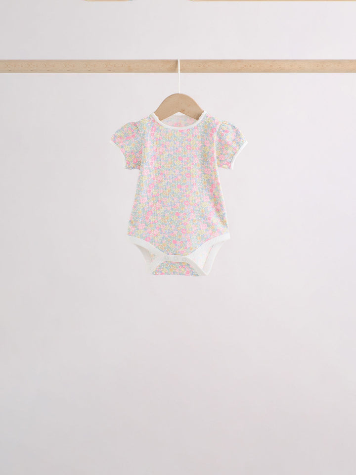 Pink/Yellow Short Sleeve Baby Bodysuits 5 Pack