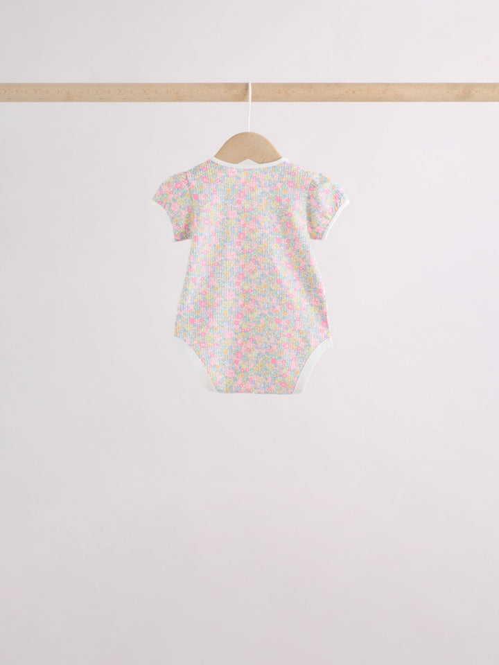 Pink/Yellow Short Sleeve Baby Bodysuits 5 Pack
