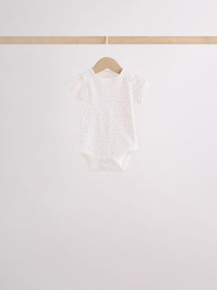 Pink/Yellow Short Sleeve Baby Bodysuits 5 Pack