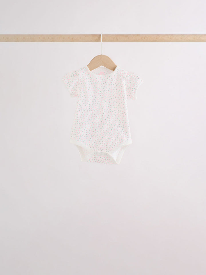 Pink/Yellow Short Sleeve Baby Bodysuits 5 Pack