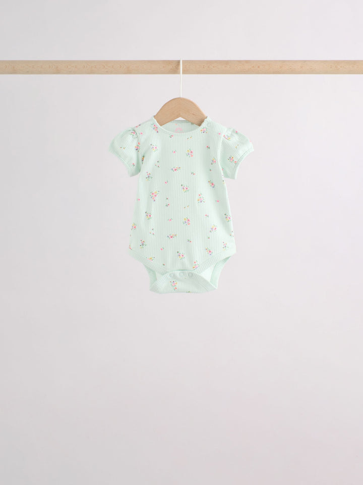 Pink/Yellow Short Sleeve Baby Bodysuits 5 Pack