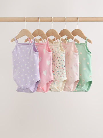 Pink Vest Baby Bodysuits 5 Pack