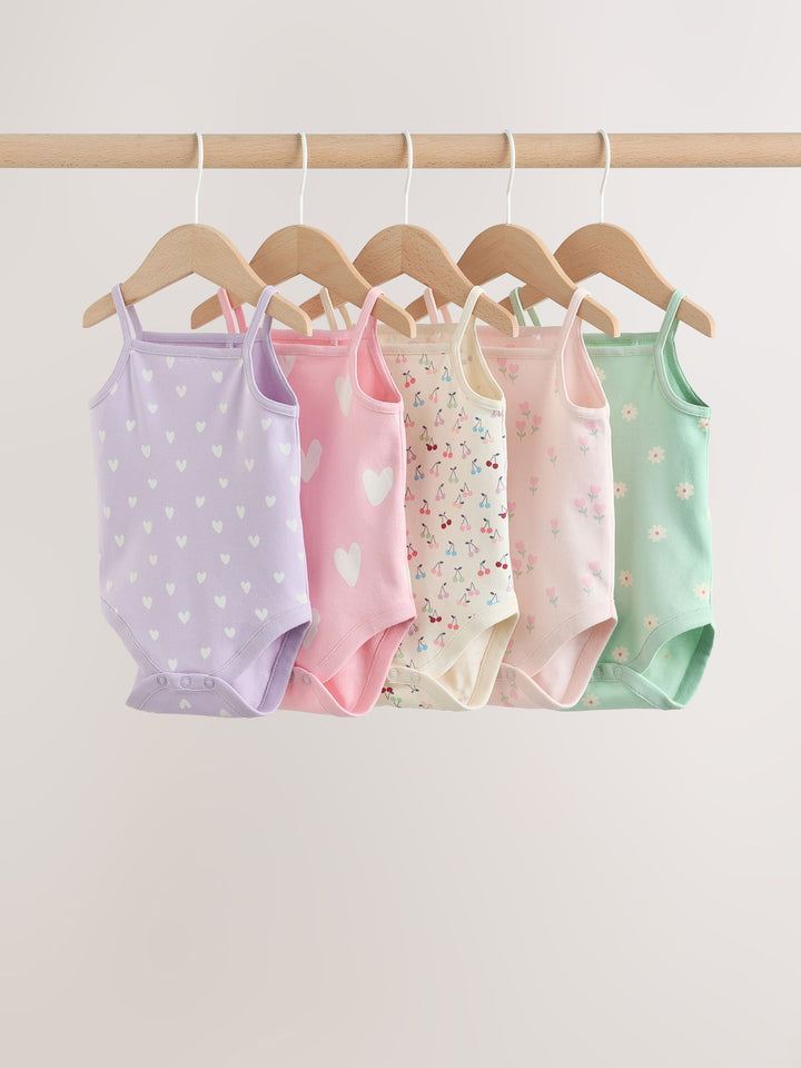 Pink Vest Baby Bodysuits 5 Pack