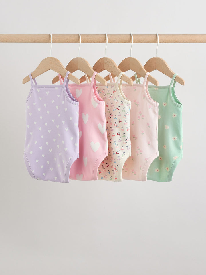 Pink Vest Baby Bodysuits 5 Pack