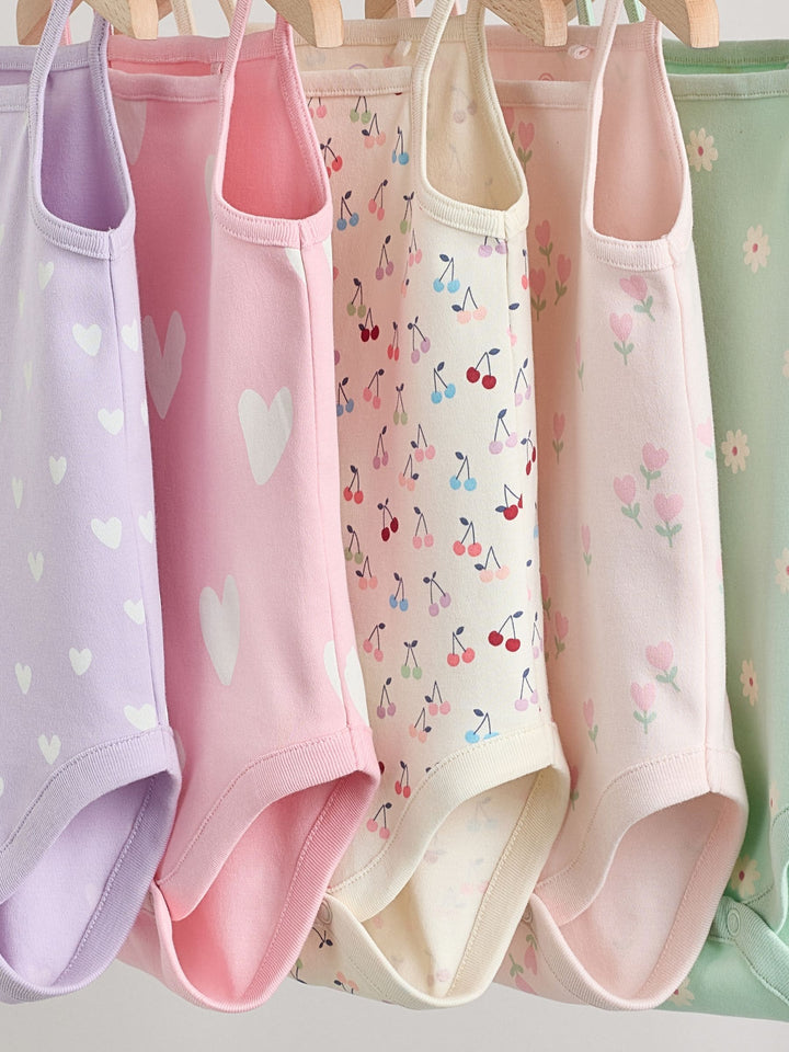 Pink Vest Baby Bodysuits 5 Pack