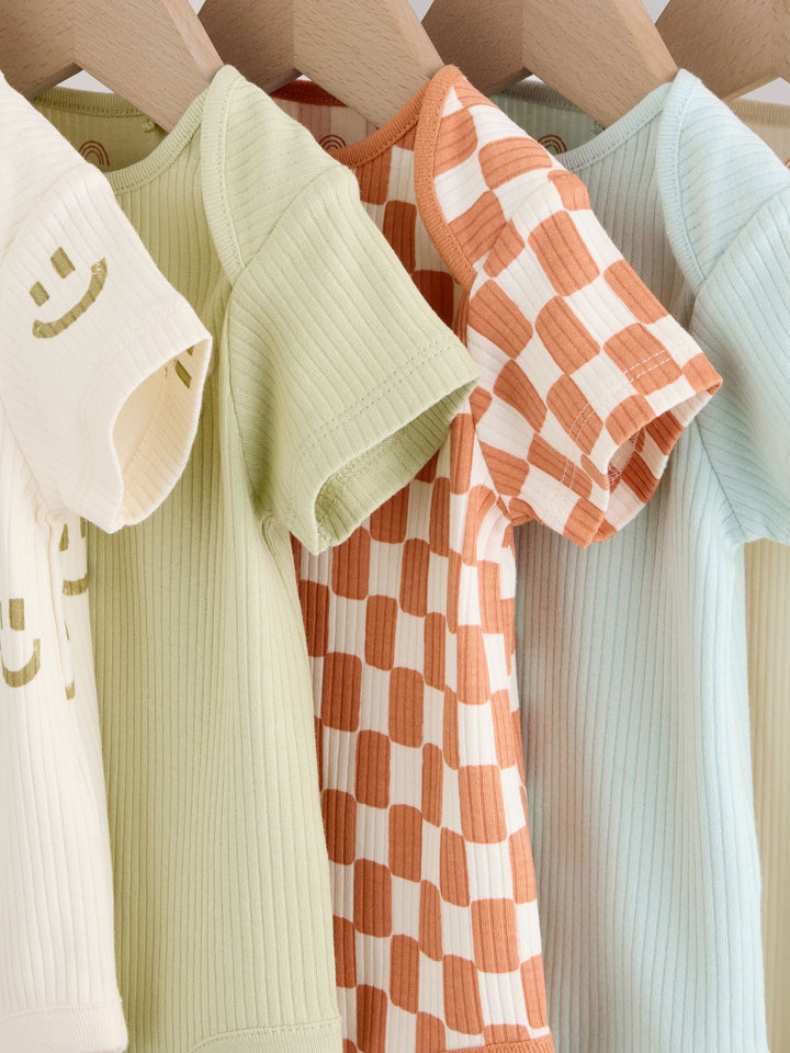 Multi Short Sleeve Baby Bodysuits 5 Pack