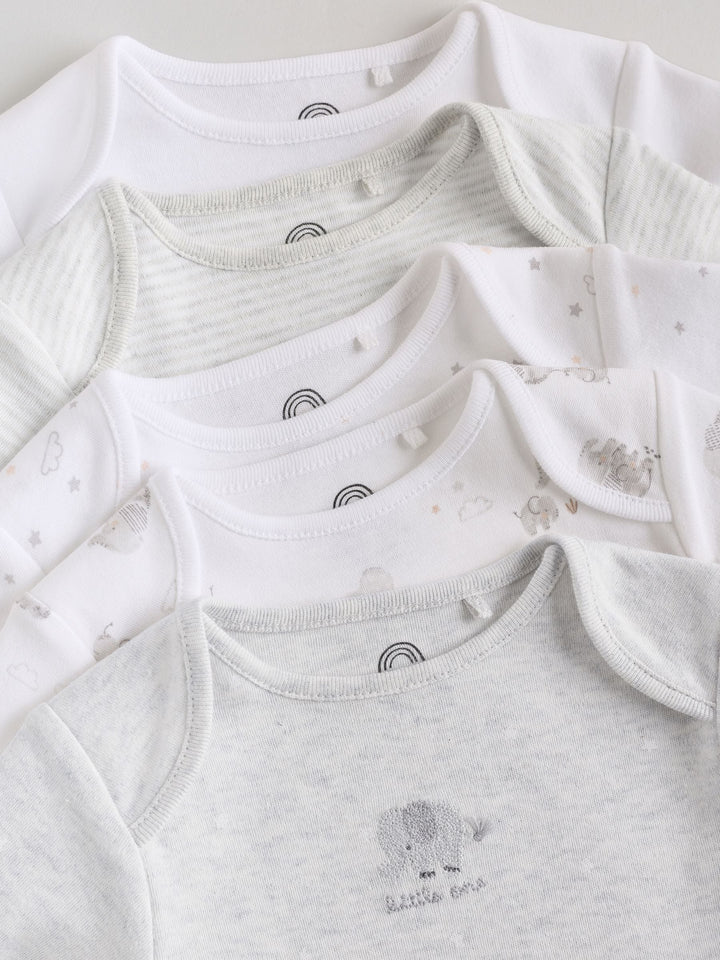 Grey Elephant Short Sleeve Baby Bodysuits 5 Pack