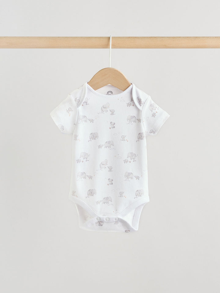 Grey Elephant Short Sleeve Baby Bodysuits 5 Pack