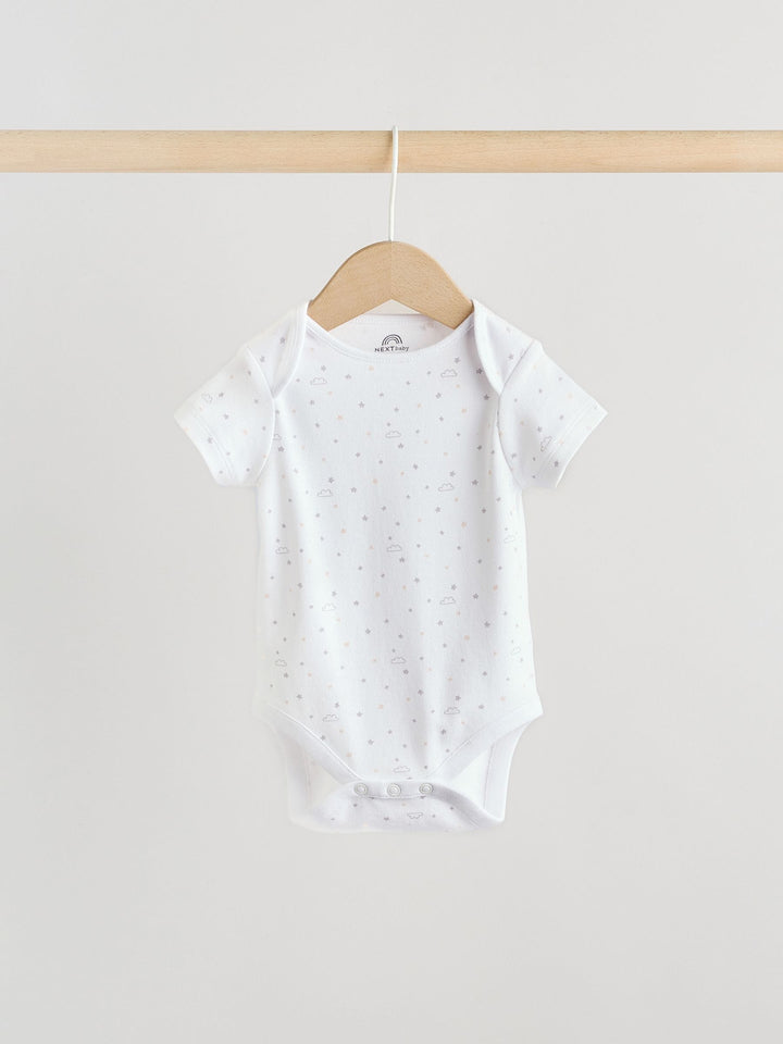 Grey Elephant Short Sleeve Baby Bodysuits 5 Pack