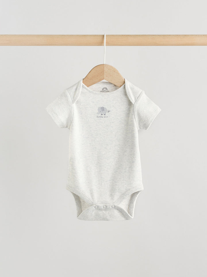 Grey Elephant Short Sleeve Baby Bodysuits 5 Pack