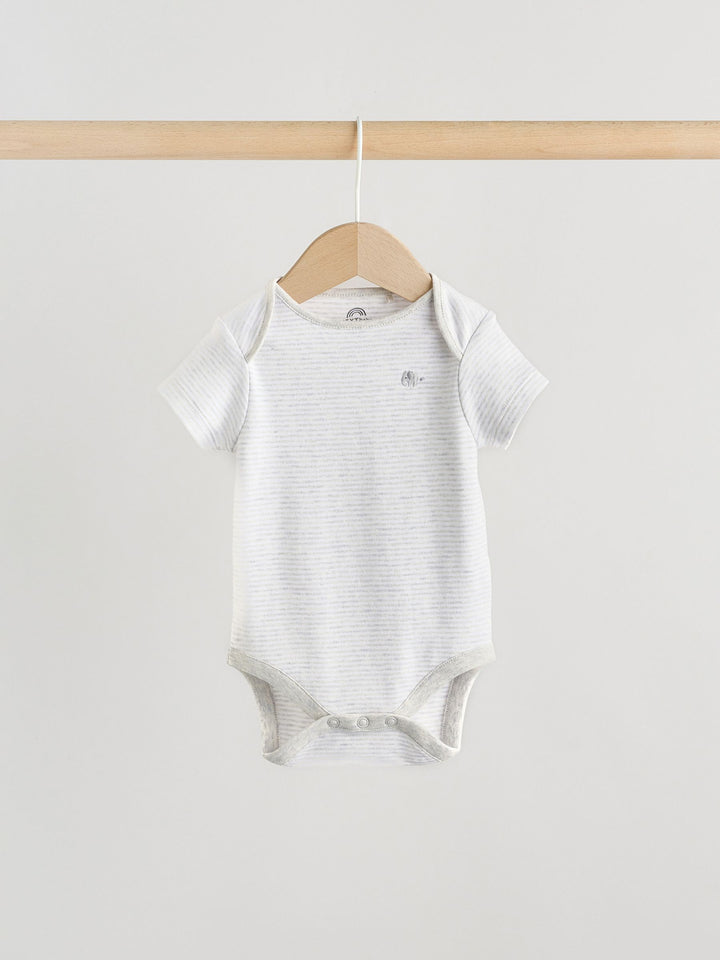 Grey Elephant Short Sleeve Baby Bodysuits 5 Pack