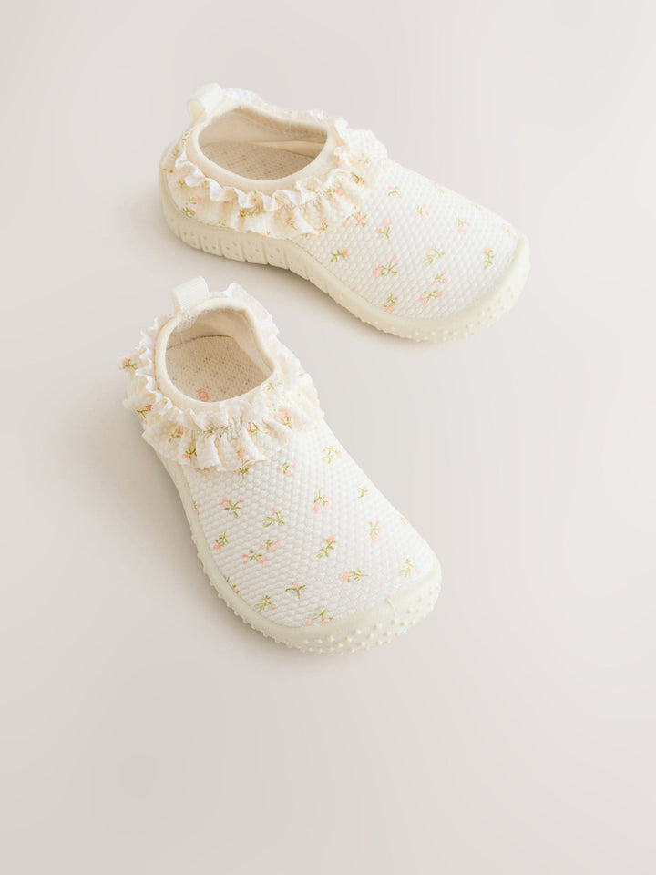 Cream Floral Swim Socks
