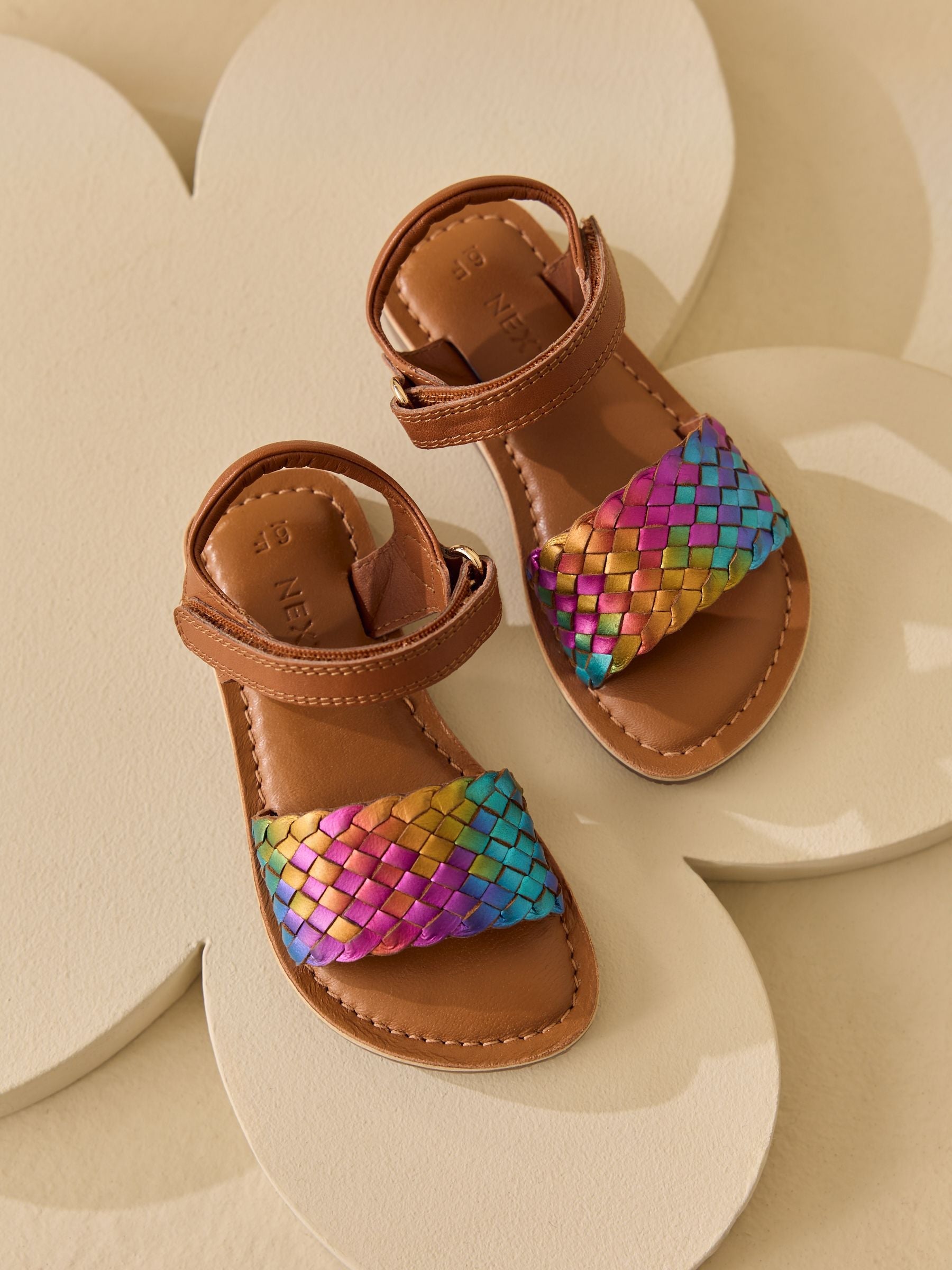 Rainbow Standard Fit (F) Leather Twist Sandals with Touch Fastening
